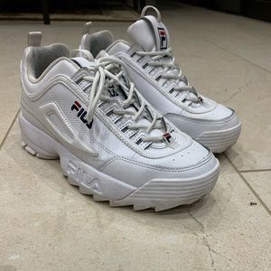 White FILA Disruptors